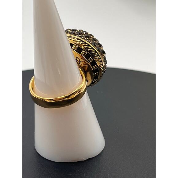 Sterling‎ Silver Vermeil 925 Pave Dark Gray Black Large Statement Ring Sz 7.5 - Picture 6 of 9